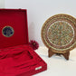 Hand crafted meenakari work marble plate with stand.