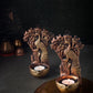 Terracotta tree peacock tea light holder (Diwali Diya) set in metallic colour. Set of 2