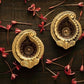 Terracotta Mango tealight holder (Diwali Diya) set in metallic colour. Set of 4, Earthen lamps, Diya.