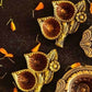 Terracotta two leaf tealight holder (Diwali Diya) set in metallic colour. Set of 4