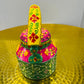Handpainted indian tea kettle with 6 glasses and a kart.