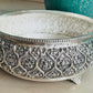 German Silver Decorative Urli with intricate carving.