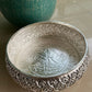 German Silver Decorative Urli with intricate carving.
