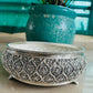 German Silver Decorative Urli with intricate carving.