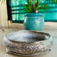 German Silver Decorative Urli with intricate carving.