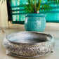 German Silver Decorative Urli with intricate carving.